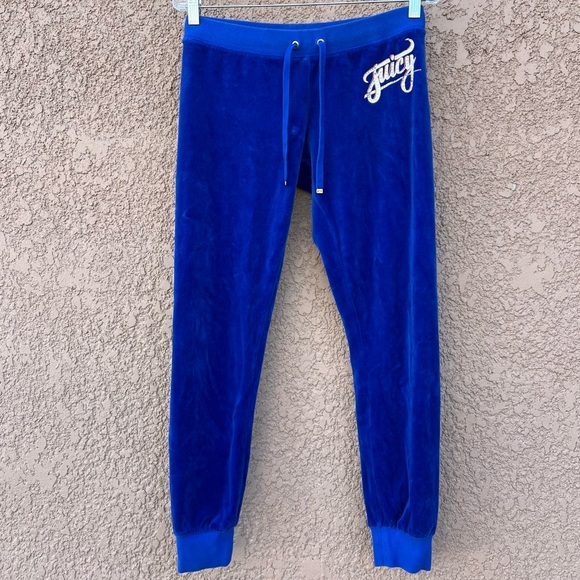 Juicy Couture Pants - Juicy Couture Jogger Pants Women's Size XS Blue Velour w Back Pockets Cozy Y2K